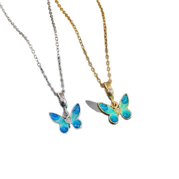 Gradient Blue Butterfly Pendant Necklace For Women – Delicate Charm for Dreamy Souls