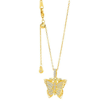White Gold Butterfly Pendant Necklace – Whispering Wings of Winter Light