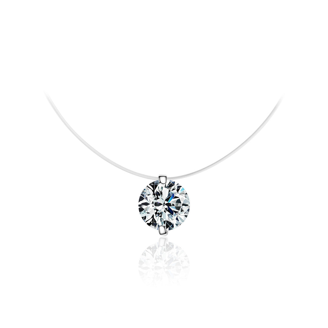 925 Sterling Silver transparent Inlay rhinestone Necklace - VitriumJewels