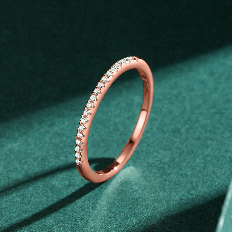 14K Rose Gold Natural White Diamond Wedding Band Rings - VitriumJewels