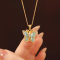 Royal Blue Butterfly Pendant Necklace-Dreaming of a butterfly - VitriumJewels