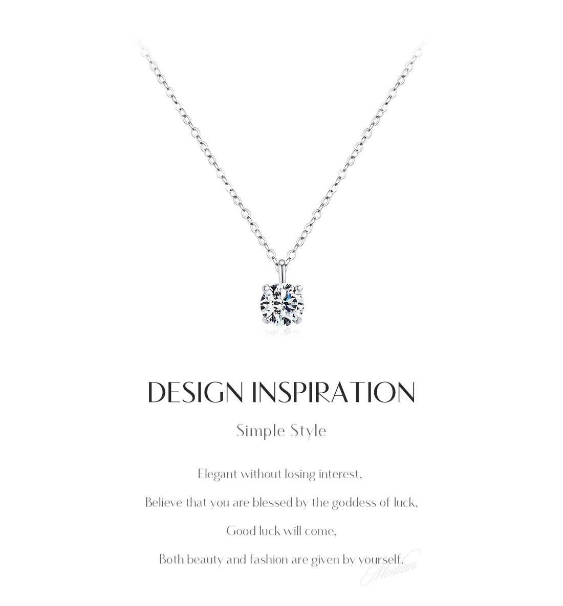 1 Carat Moissanite Diamond 925 Sterling Silver Necklace Collarbone Chain - VitriumJewels