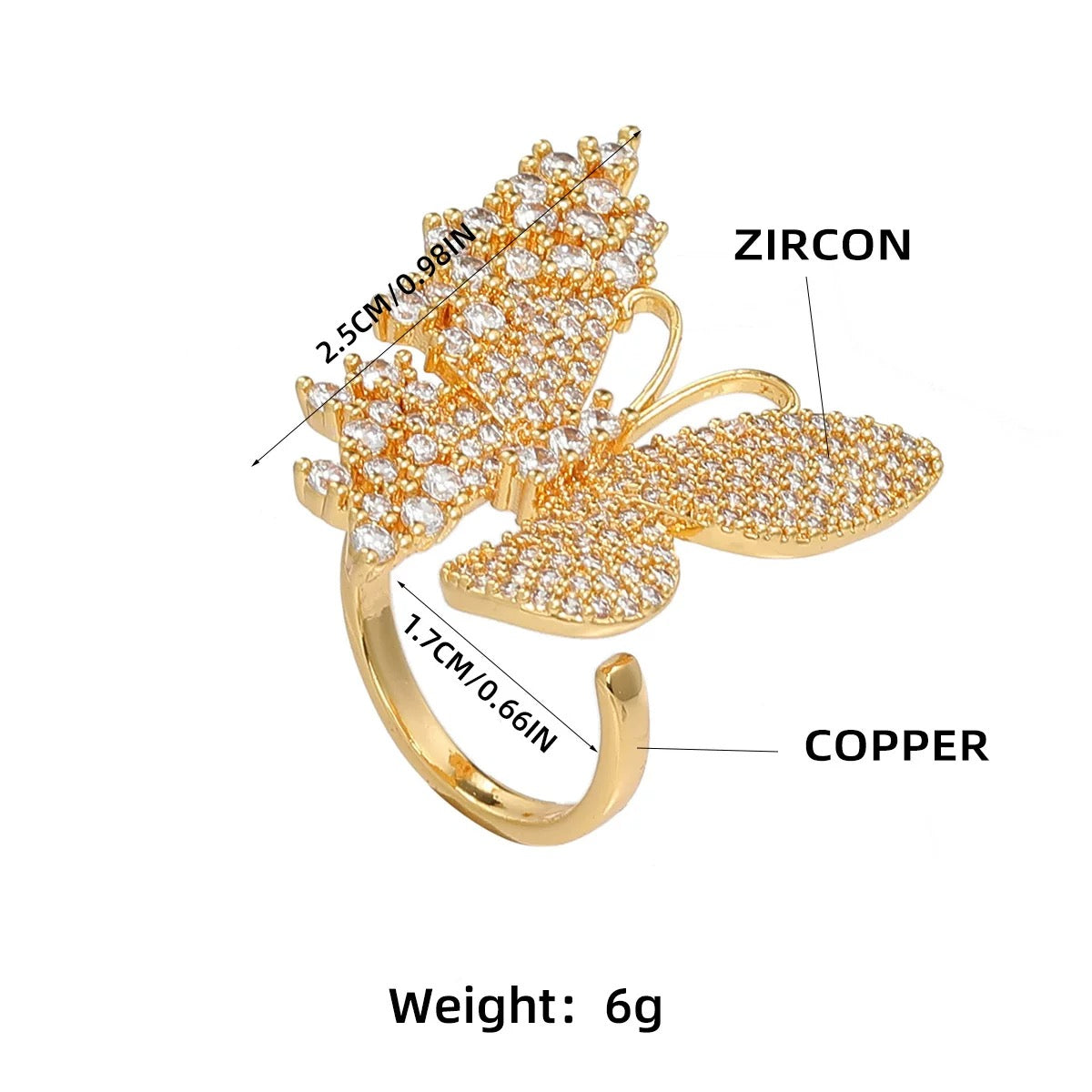 Vintage Style Butterfly  Open Rings - VitriumJewels