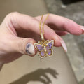 Enamel Purple Butterfly Pendant Necklace-Dreaming of a butterfly|Wings never folded - VitriumJewels