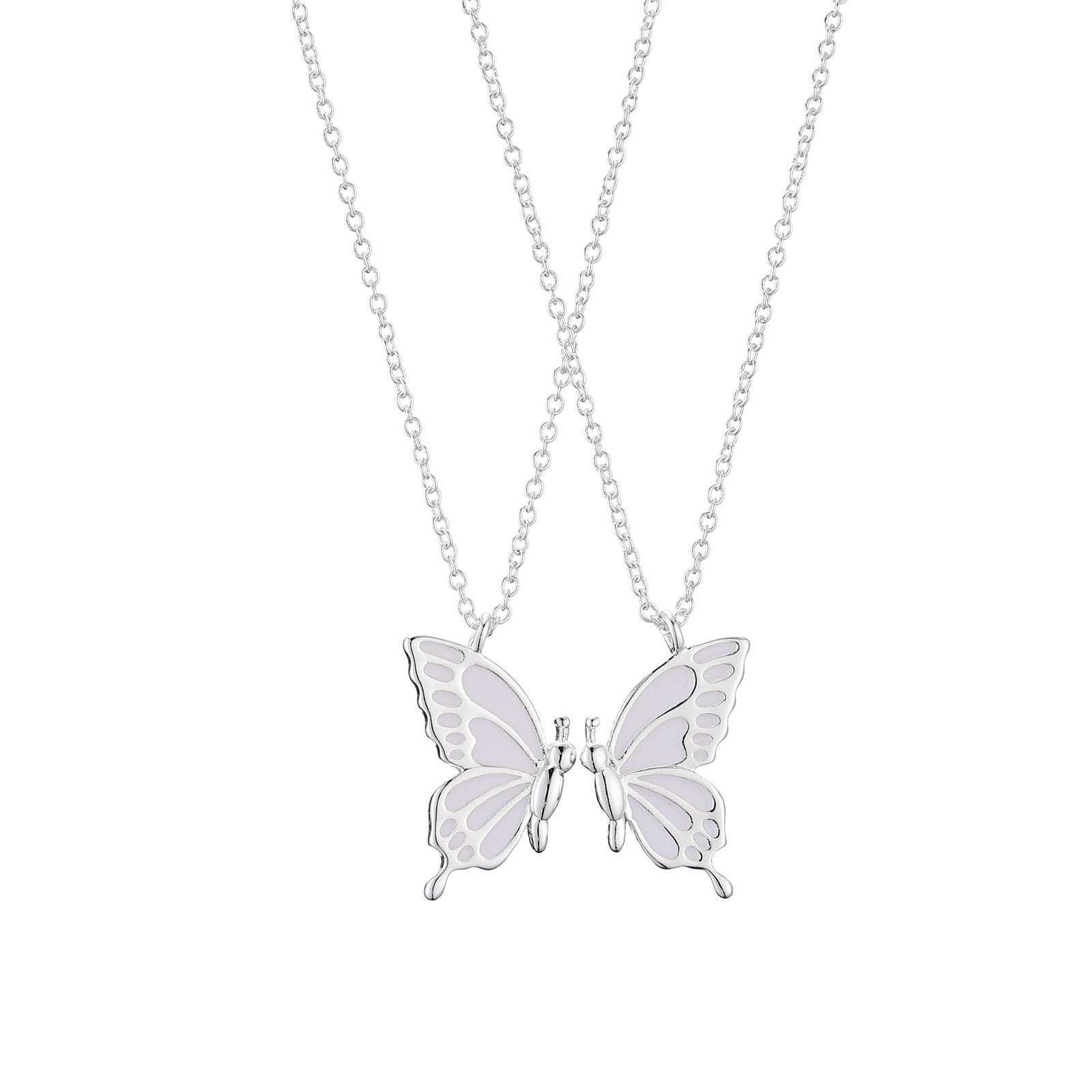 2 PCS Enamel Butterfly Pendant Necklaces-As A Symbolism For Couples Or Best Friends - VitriumJewels