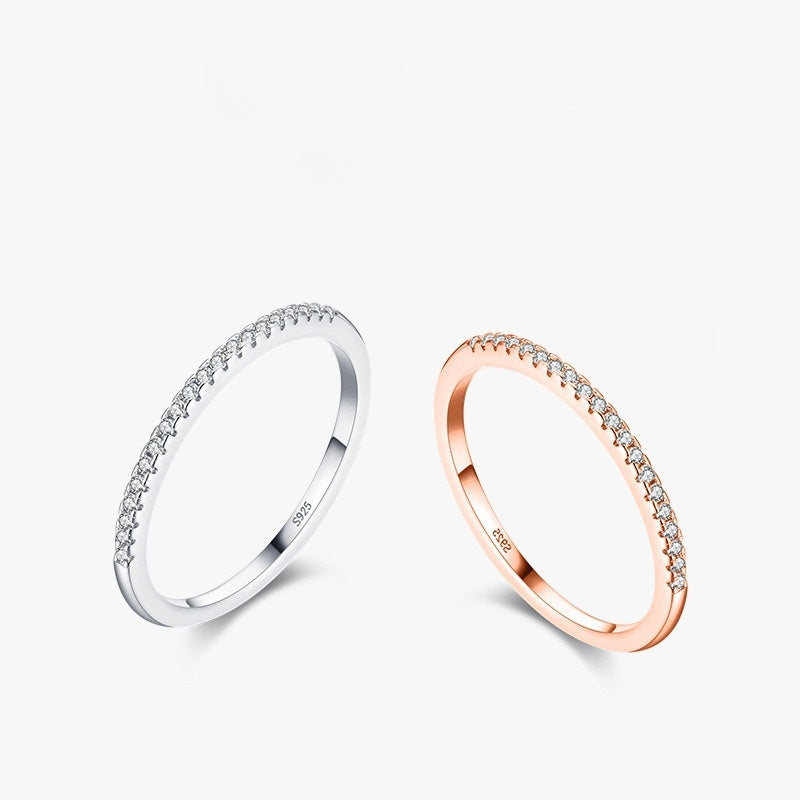 14K Rose Gold Natural White Diamond Wedding Band Rings - VitriumJewels