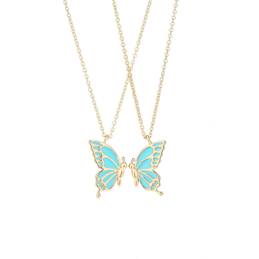 2 PCS Enamel Butterfly Pendant Necklaces-As A Symbolism For Couples Or Best Friends - VitriumJewels