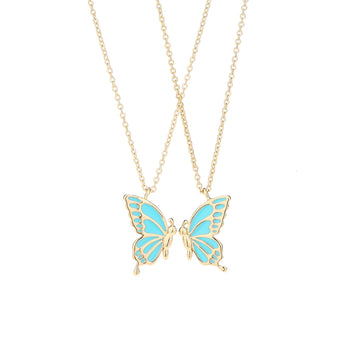 2 PCS Enamel Butterfly Pendant Necklaces-As A Symbolism For Couples Or Best Friends - VitriumJewels