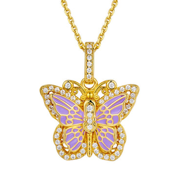Enamel Purple Butterfly Pendant Necklace-Dreaming of a butterfly|Wings never folded - VitriumJewels
