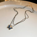 Midnight Black Butterfly Necklace - Wings illuminated by moonlight - VitriumJewels
