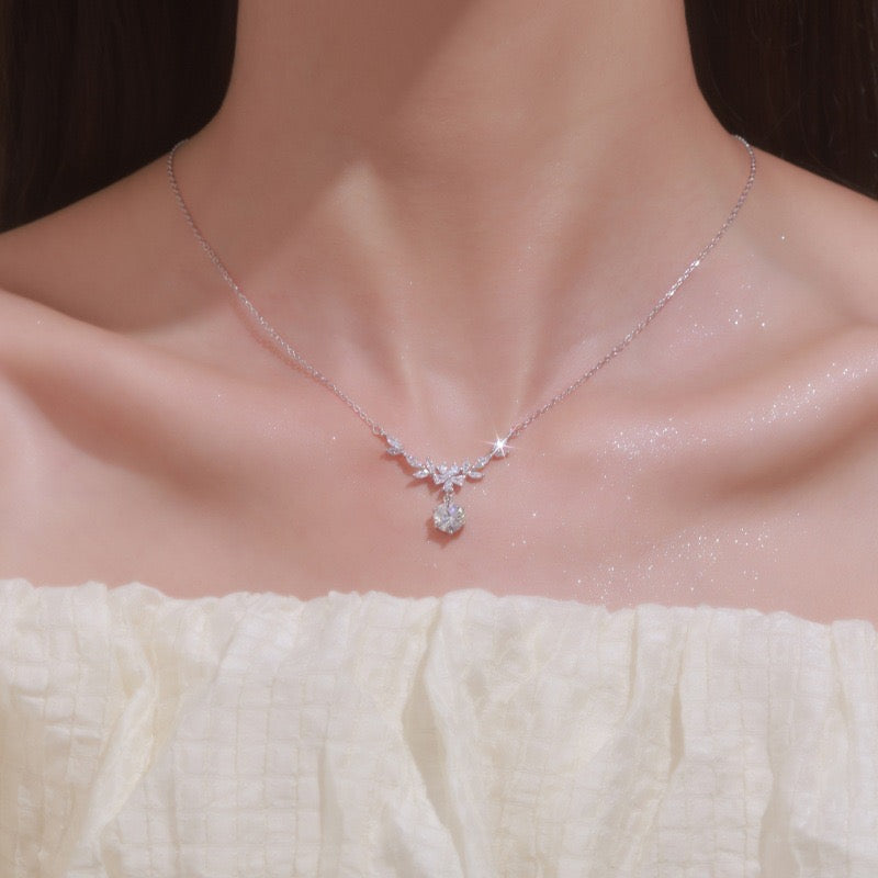 925 Sterling Silver Inlay diamond  Multi Charms Necklace - VitriumJewels