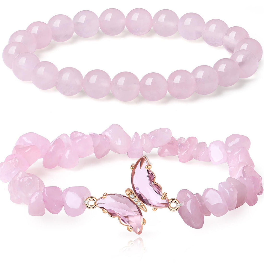 Butterfly Crystal natural stone Beaded Chain Bracelets - VitriumJewels