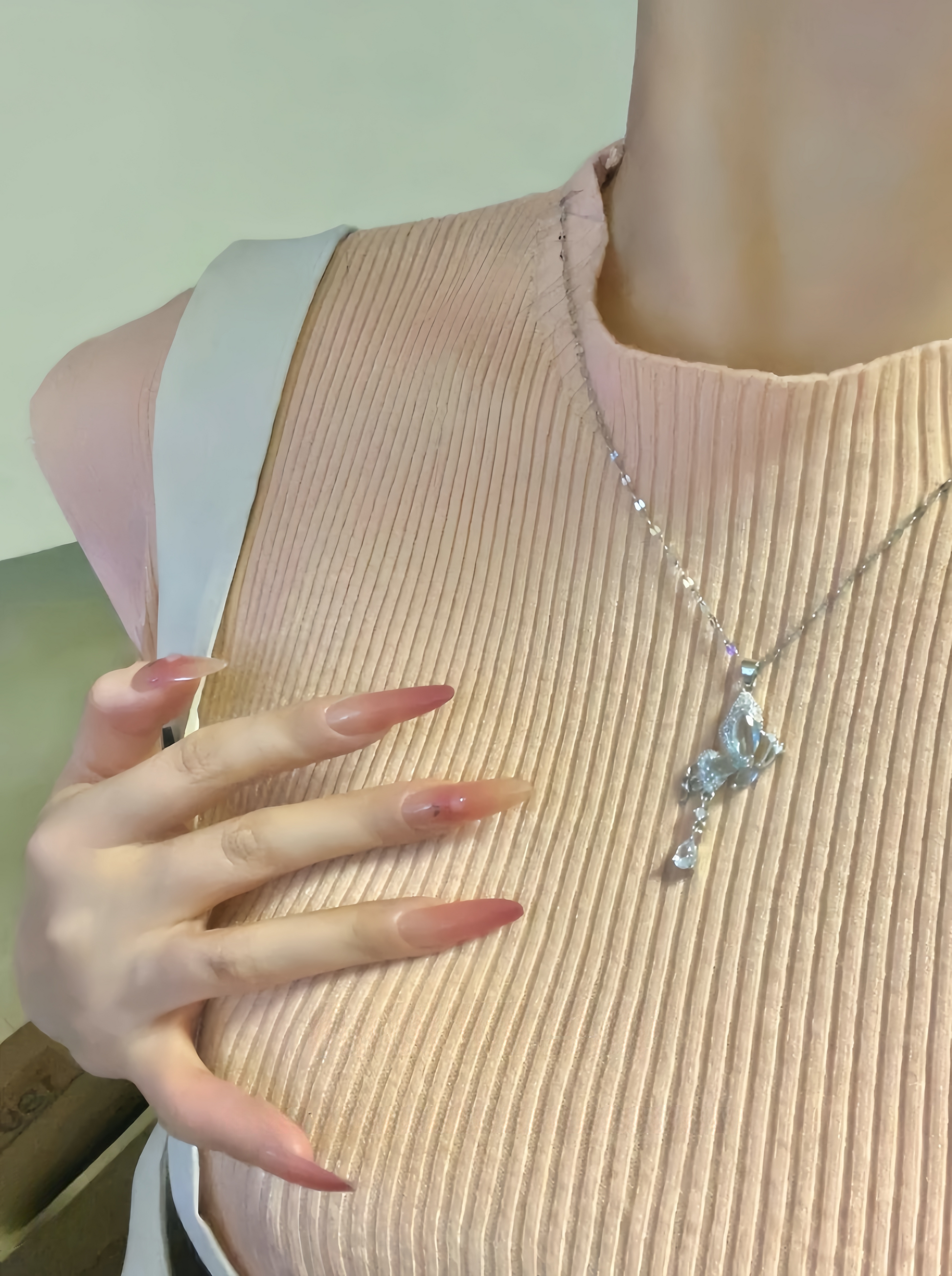 Ice Blue Butterfly Pendant Necklace - VitriumJewels