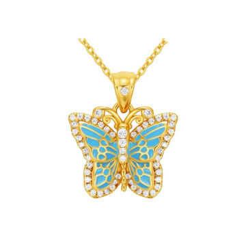 Royal Blue Butterfly Pendant Necklace-Dreaming of a butterfly - VitriumJewels