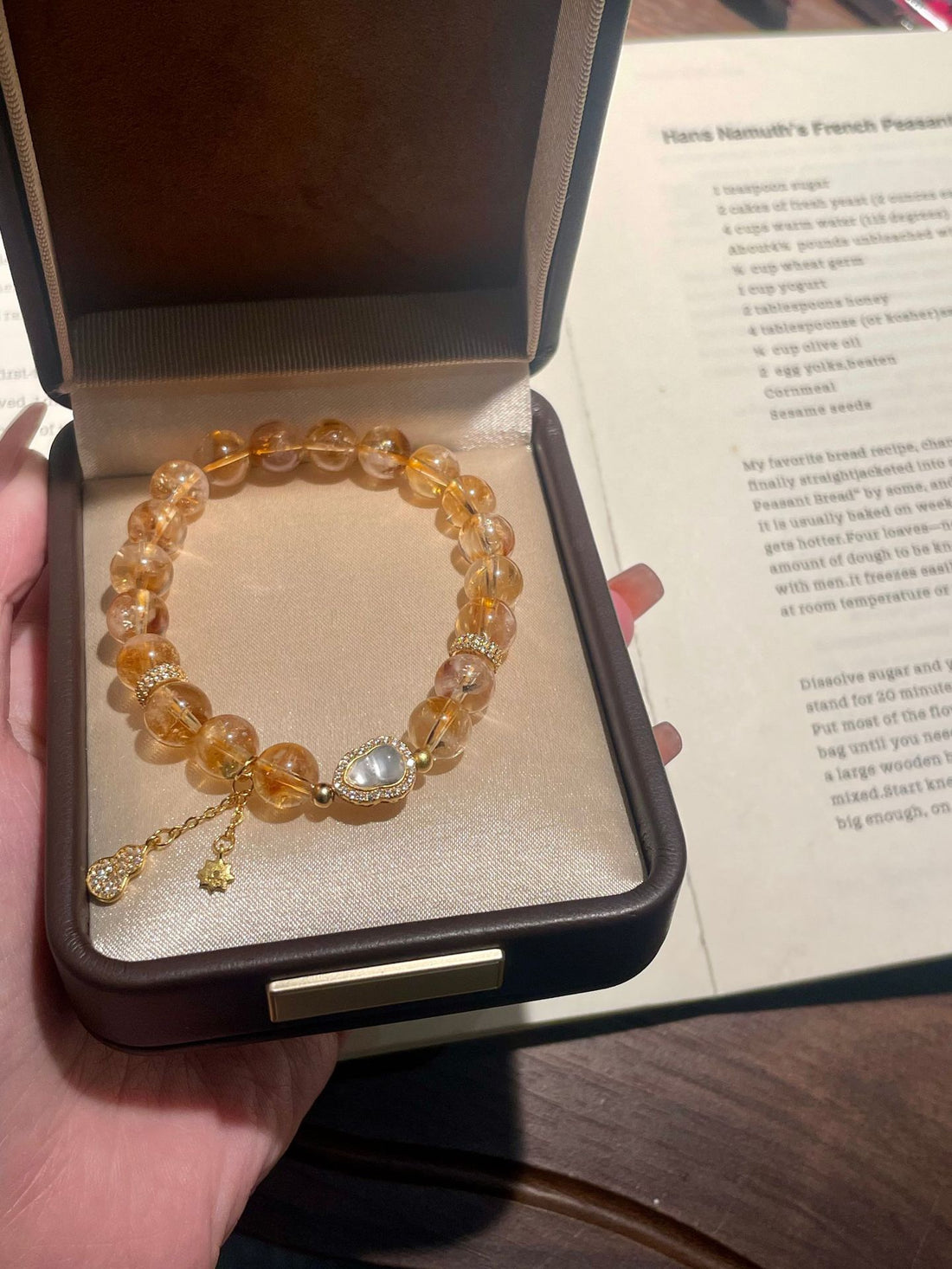 18K Gold Money Bag Lucky Charm Beads Bracelet Gemstones Citrine - Solicit wealth| Citrine Blonde Crystal | Natural Crystal Bracelet - VitriumJewels