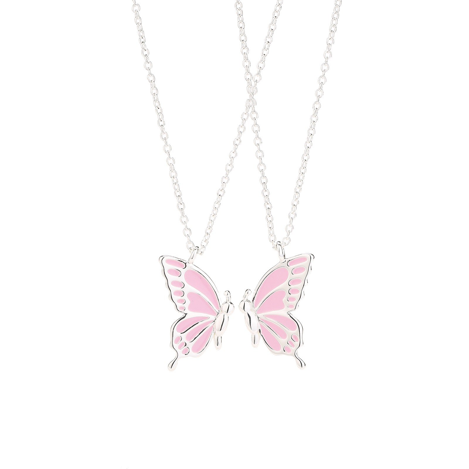 2 PCS Enamel Butterfly Pendant Necklaces-As A Symbolism For Couples Or Best Friends - VitriumJewels