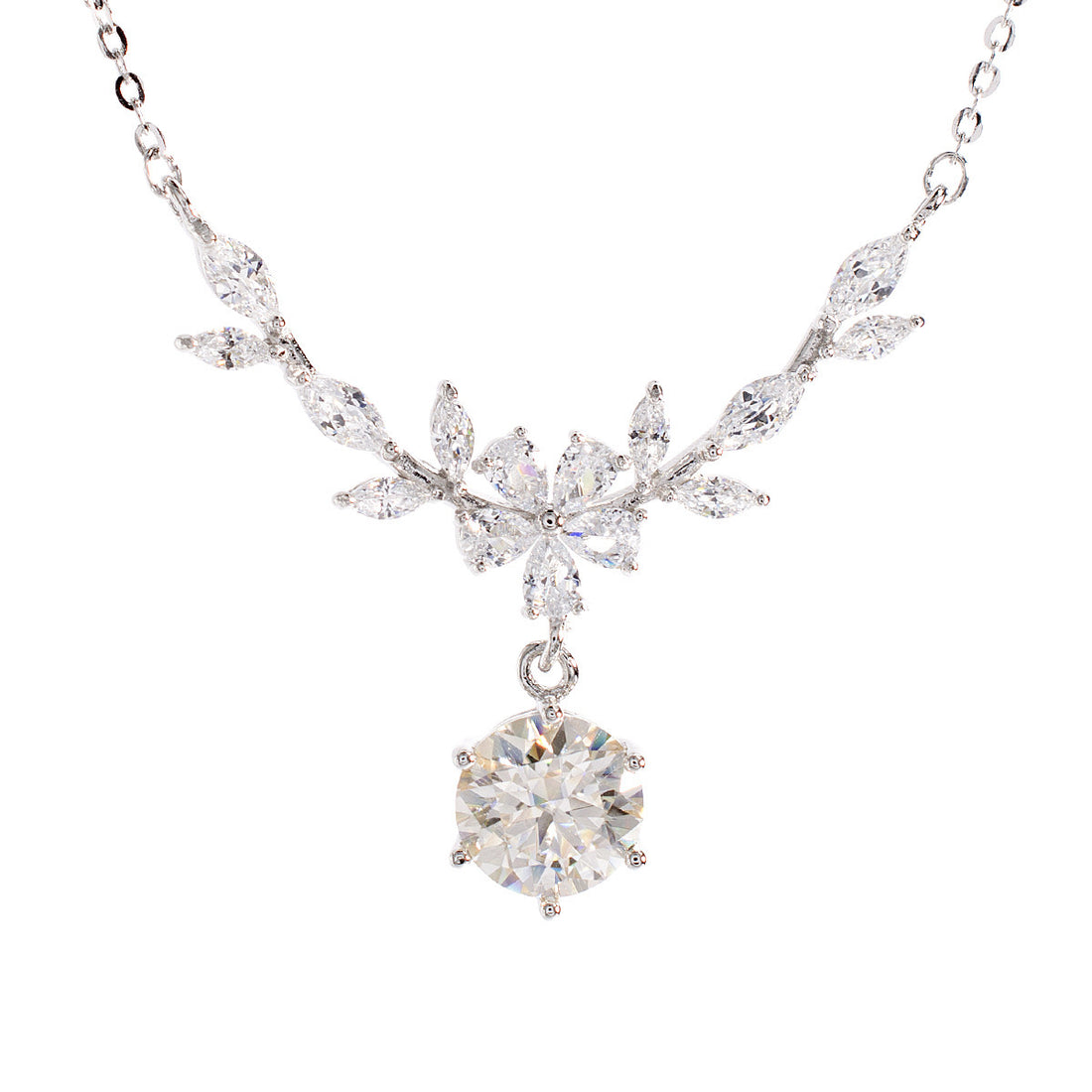 925 Sterling Silver Inlay diamond  Multi Charms Necklace - VitriumJewels