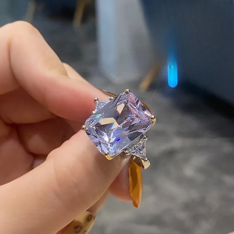 Crystal Geometric Zircon  Rings - VitriumJewels
