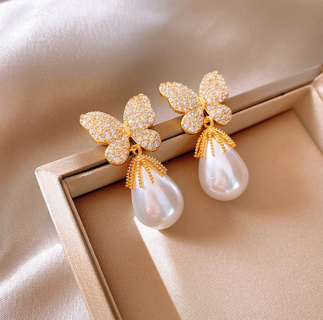 Elegant Butterfly Copper Drop Earrings - VitriumJewels