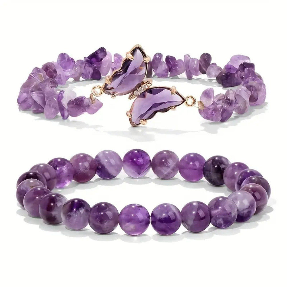 Butterfly Crystal natural stone Beaded Chain Bracelets - VitriumJewels