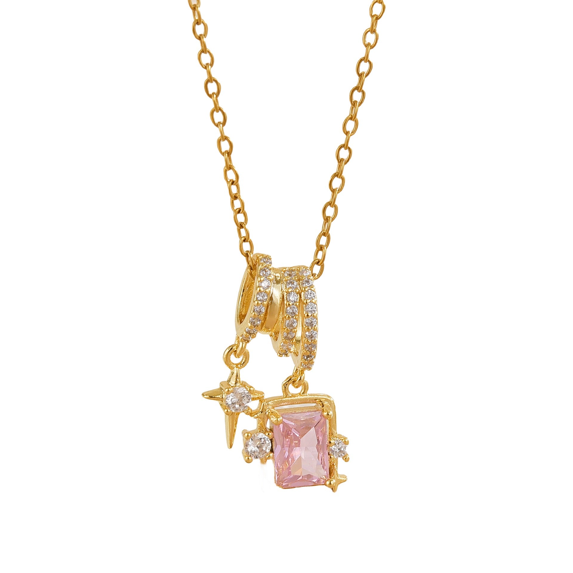 Rhinestones  Square Crystal titanium steel  necklace collarbone chain - VitriumJewels