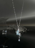 Ice Blue Butterfly Pendant Necklace - VitriumJewels