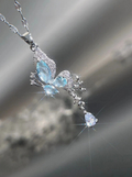 Ice Blue Butterfly Pendant Necklace - VitriumJewels