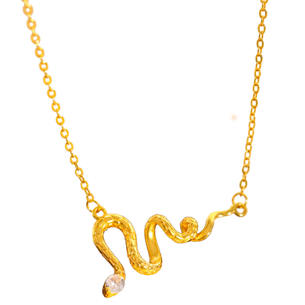Vintage Style snake necklace collarbone chain - VitriumJewels